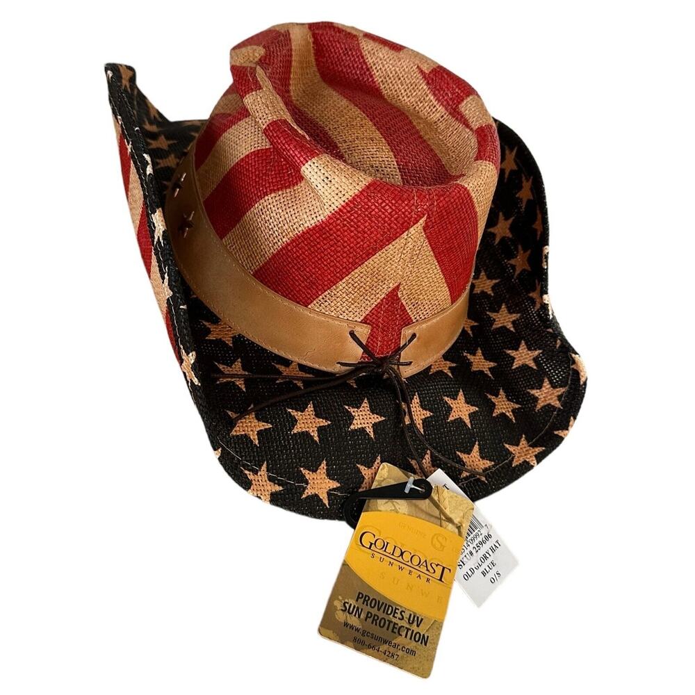 Goldcoast Sunwear Old Glory Patriotic Cowboy Hat Provides UV Protection One Size
